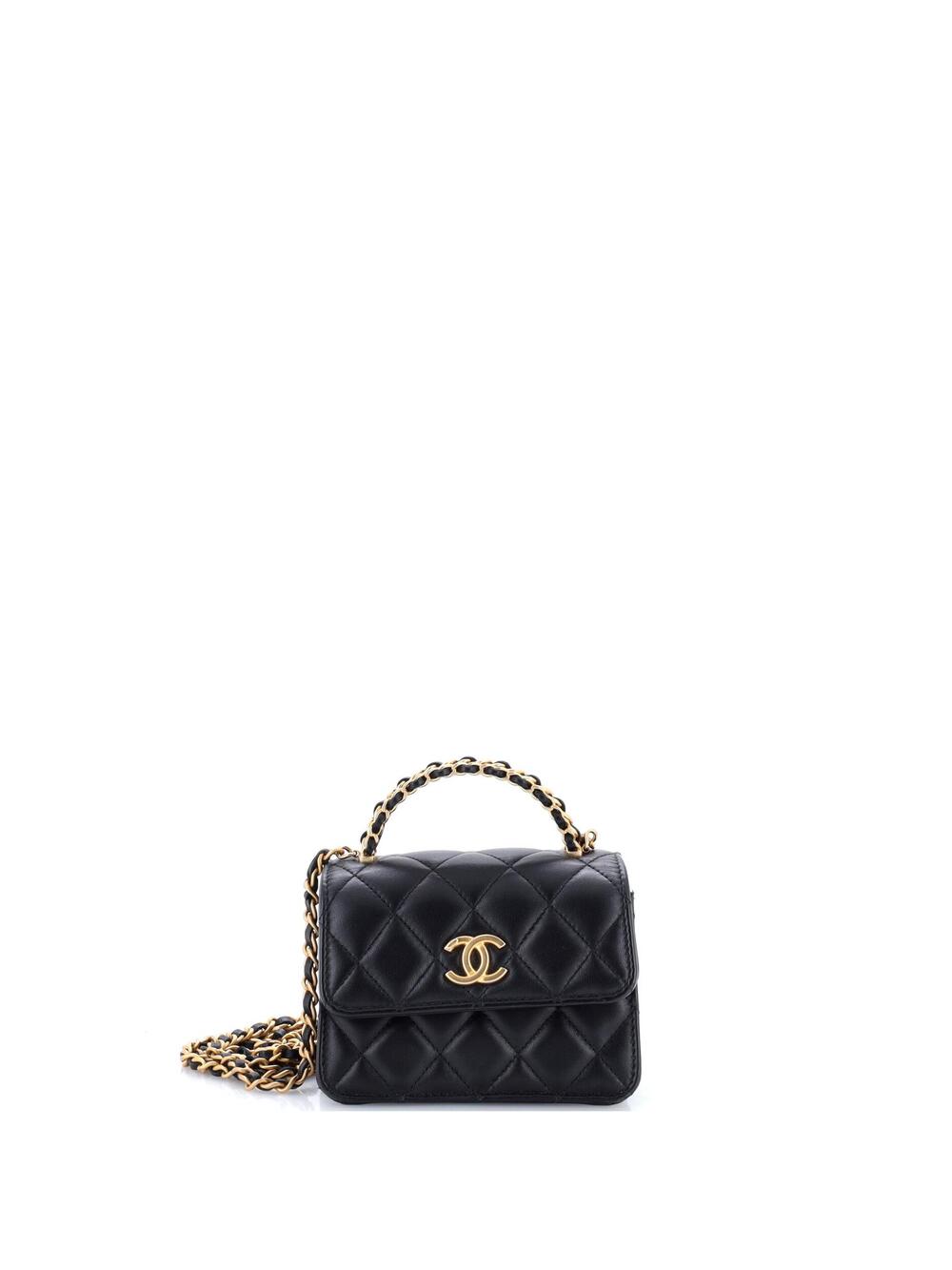 Chanel Woven Top Handle Cc Flap Clutch #377798C49B